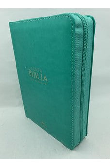 Image of Biblia RVR 1960 Compacta Letra Grande Turquesa Símil Piel con Cierre