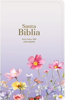 Biblia RVR 1960 Compacta Letra Grande 11 puntos Símil Piel Lila Flores con Cierre y Índice