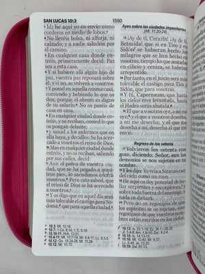 Biblia RVR 1960 Letra Grande Compacta 11 Puntos Símil Piel Fucsia Cierre