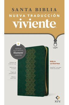 Image of Biblia NTV Ultrafina con Filament Verde Esmeralda Símil Piel con Cierre