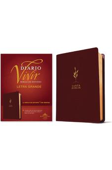 Biblia RVR 1960 de Estudio del Diario Vivir Letra Grande Símil Piel Vino Tinto Letra Roja