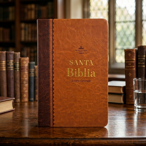 Image of Biblia RVR 1960 Tamaño Manual Letra Grande 12 pt SÍmil Piel Negro Gris Bitono