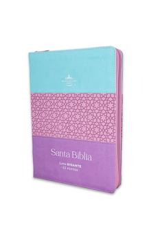 Biblia RVR1960 Letra Gigante Tricolor Turquesa Lila Purpura Simil Piel Con Cierre Con Indice