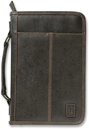 Funda para Biblia Aviator para hombre, con cremallera y asa, de gamuza, color marrón XL