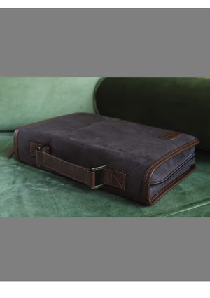 Funda para Biblia Aviator para hombre, con cremallera y asa, de gamuza, color marrón XL