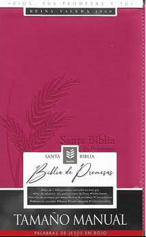 Biblia RVR 1960 Promesas Letra Grande Tamaño Manual Rosada Cierre con Índice