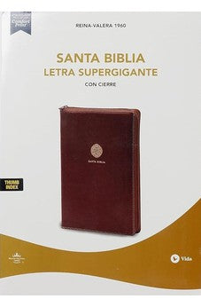 Biblia RVR 1960 Letra Súper Gigante 17 Puntos Café con Cierre y Índice