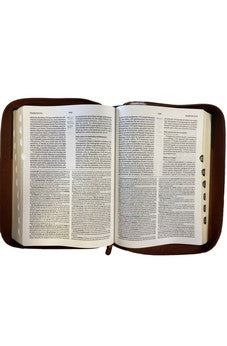 Image of Biblia RVR 1960 de Estudio Macarthur Letra Grande Leathersoft Café con Índice y Cierre