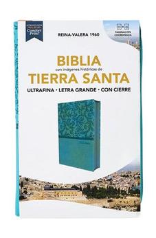 Biblia RVR 1960 Tierra Santa Ultrafina Letra Grande Símil Piel Turquesa con Cierre