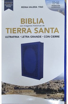 Biblia RVR 1960 Ultrafina Letra Grande Símil Piel Azul con Cierre