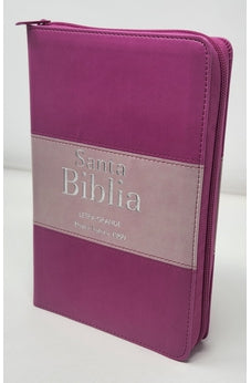 Image of Biblia RVR 1960 Letra Grande Tamaño Manual Tricolor Fucsia Palo Rosa Fucsia con Cierre con Índice