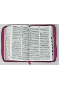 Image of Biblia RVR 1960 Letra Grande Tamaño Manual Tricolor Fucsia Palo Rosa Fucsia con Cierre con Índice