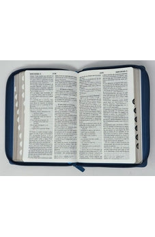 Image of Biblia RVR 1960 Letra Grande Tamaño Manual Azúl Acero con Cierre con Índice