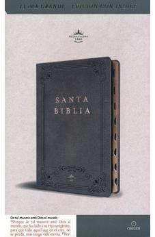 Biblia RVR 1960 Letra Grande Tamaño Manual Grís Símil Piel con Índice