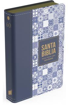 Biblia RVR 1960 Letra Grande Tamaño Manual Símil Piel Azul Oscuro