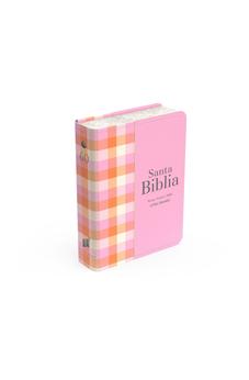Image of Biblia RVR 1960 Compacta Símil Piel Cuadros Rosa