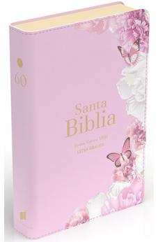 Biblia RVR 1960 Letra Grande Tamaño Manual Símil Piel Rosa Claro