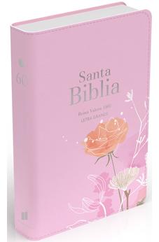 Biblia RVR 1960 Letra Grande Tamaño Manual Símil Piel Rosa