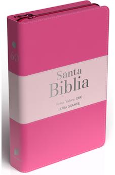 Image of Biblia RVR 1960 Letra Grande Tamaño Manual Tricolor Fucsia Palo Rosa Fucsia con Cierre e Índice