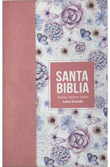 Biblia RVR 1960 Letra Grande Tamaño Manual Símil Piel Rosa Claro