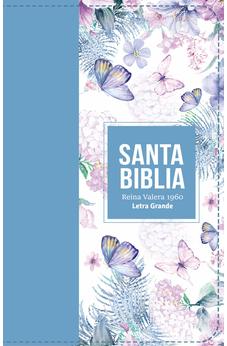 Biblia RVR 1960 Letra Grande Tamaño Manual Símil Piel Azul Acero Claro