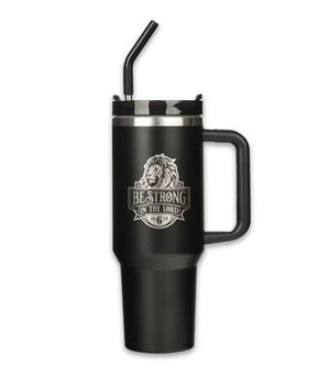 Be Strong in the Lord Black 40 Oz Tumbler with Straw - Ephesians 6:10