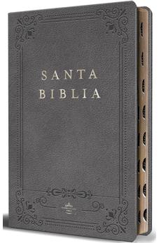 Image of Biblia RVR 1960 Letra Grande Tamaño Manual Grís Símil Piel con Índice