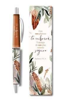 Pack Bolígrafo con Marcador de Libro: Con Sus Plumas Te Cubrirá