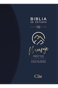 Biblia RVR 1977 de Estudio Mensaje Profético y Escatológico Piel Azul Interior a dos Colores con Índice