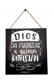 Cuadro Decorativo Mdf 30.5X27.5 Cm, con Cordel. Dios Da Fuerzas
