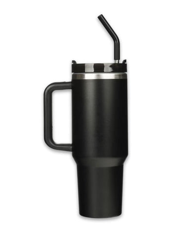 Image of Be Strong in the Lord Black 40 Oz Tumbler with Straw - Ephesians 6:10