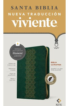 Image of Biblia NTV Ultrafina con Filament Verde Esmeralda Símil Piel con Índice con Cierre