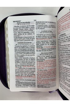 Image of Biblia RVR 1960 Compacta Duotono Lila Símil Piel con Índice y Cierre