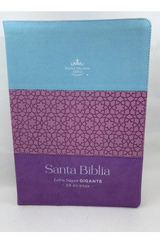 Image of Biblia Letra Súper Gigante Símil Piel Tricolor Azul Rosa Lila