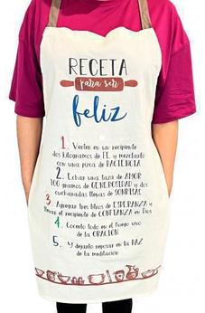 Delantal/mandil de algodón. Receta para ser feliz
