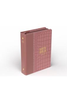 Biblia RVR 1960 Compacta Letra Grande 11 puntos Símil Piel Piel Rosa Oscuro con Cierre y Índice