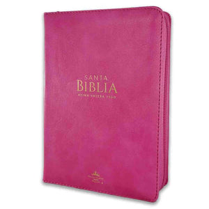 Biblia RVR 1960 Letra Grande Compacta 11 Puntos Símil Piel Fucsia Cierre