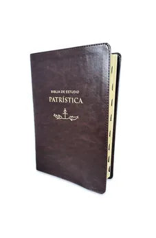 Image of Biblia RVR 1977 de Estudio Patrística Marrón Símil Piel con Índice