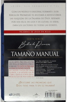 Image of Biblia RVR 1960 de Promesas Letra Grande Tamaño Manual Azul Triangulos Simil Piel con Cierre