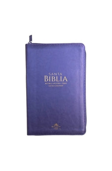 Biblia RVR 1960 Letra Grande Tamaño Manual Símil Piel Lila con Cierre