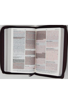 Image of Biblia RVR 1960 de Promesas Letra Grande Tamaño Manual Marron Líneas Simil Piel con Cierre