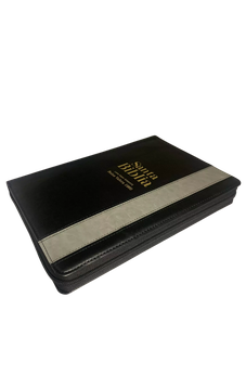 Image of Biblia RVR 1960 Letra Súper Gigante Piel Negro Gris con Cierre