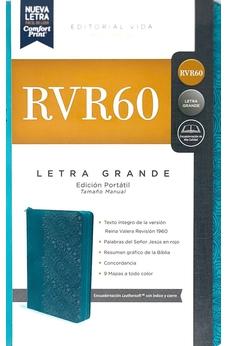 Image of Biblia RVR 1960 Letra Grande con Cierre Símil Piel Tamaño Manual Turquesa con Índice