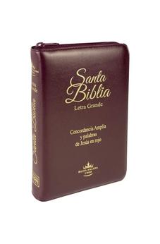 Biblia RVR 1960 Letra Grande Concordancia Imitación Cuero Acolchada Vino con Cierre e Índice