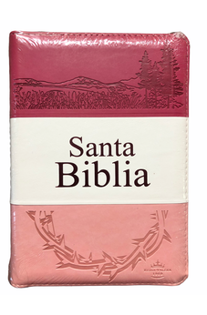 Image of Biblia RVR 1960 Letra Grande Palabras de Jesús en Rojo con Concordancia Rvr056Clgpjrtiz Tapa Imitación Cuero Triotone Rosa Canto Plateado Cierre Índice