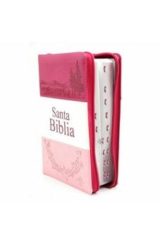 Biblia RVR 1960 Letra Grande Palabras de Jesús en Rojo con Concordancia Rvr056Clgpjrtiz Tapa Imitación Cuero Triotone Rosa Canto Plateado Cierre Índice