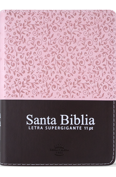 Biblia RVR 1960 Letra Grande 11 Puntos Compacta Concordancia Duotone Rosa y Marrón Canto Floreado Índice Guantes