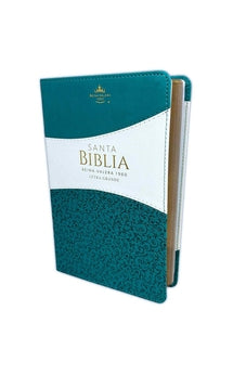 Image of Biblia RVR 1960 Letra Grande Tamaño Manual Símil Piel Turquesa Blanco