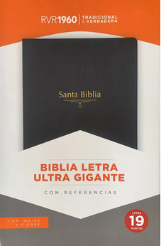 Image of Biblia RVR 1960 Letra Ultra Súper Gigante 19 puntos Piel Negro con Cierre y Índice