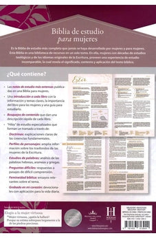 Image of Biblia RVR 1960 de Estudio para Mujer Vinotinto Fucsia Símil Piel con Índice